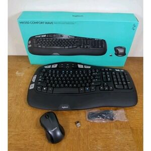 Logitech MK550 Wireless Wave Keyboard Mouse Combo Tested Works W/ Box & Receiver